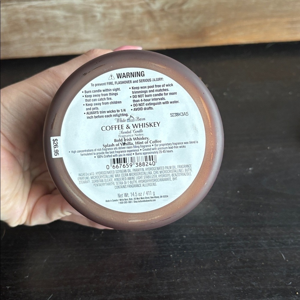 White Barn Coffee & Whiskey 3-Wick Candle 14.5 oz Never Burned - Picture 4 of 4